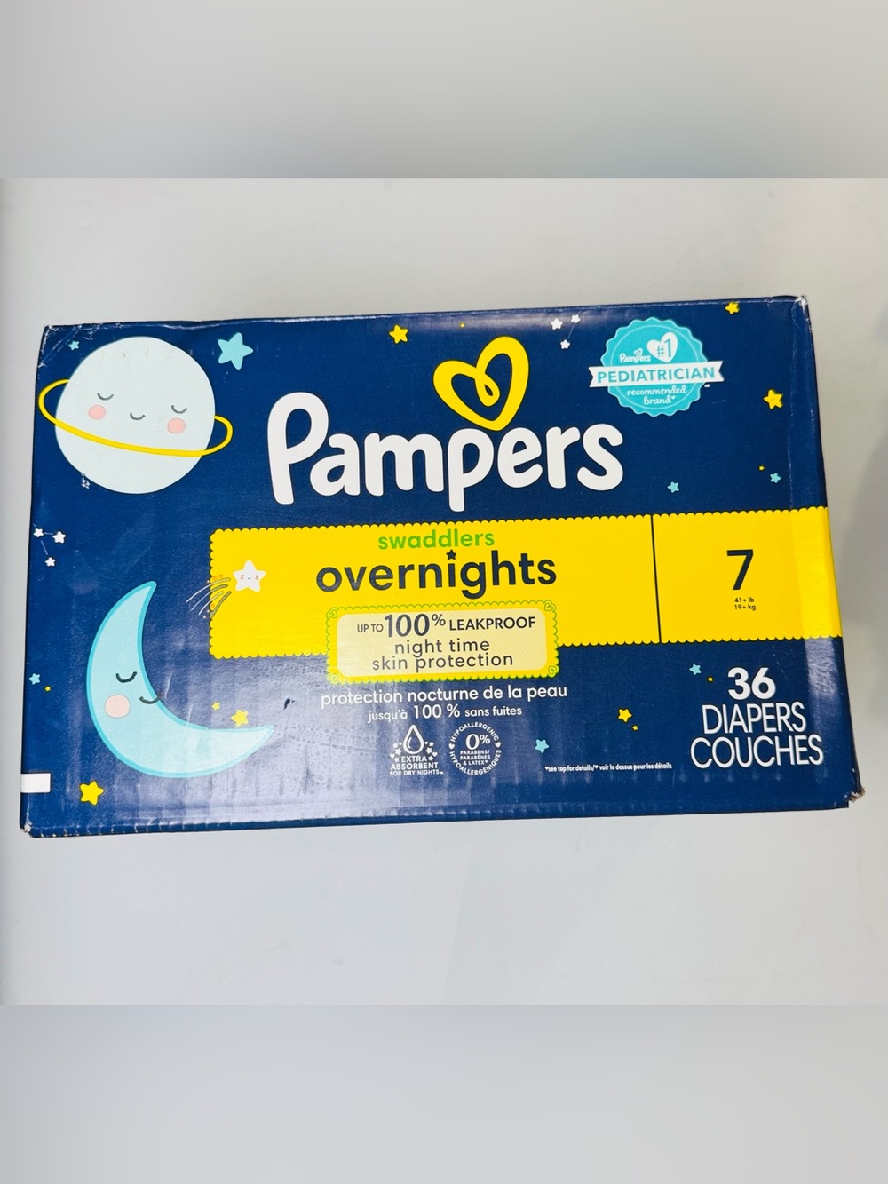 Pampers Swaddlers Overnights Diapers – Size 7 (36 Count)